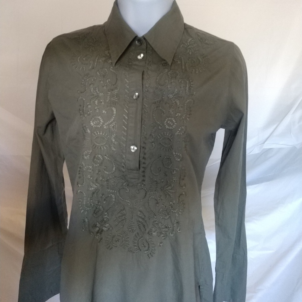 H.M. L.O.G.G. Woman's Size 4 Green Shirt Button Up